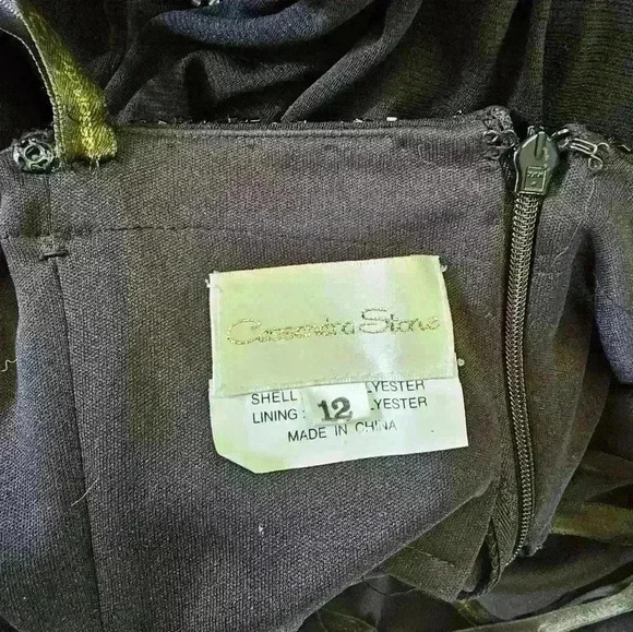 Cassandra Stone beaded evening formal gown black silver blue size 12 - Picture 2 of 5